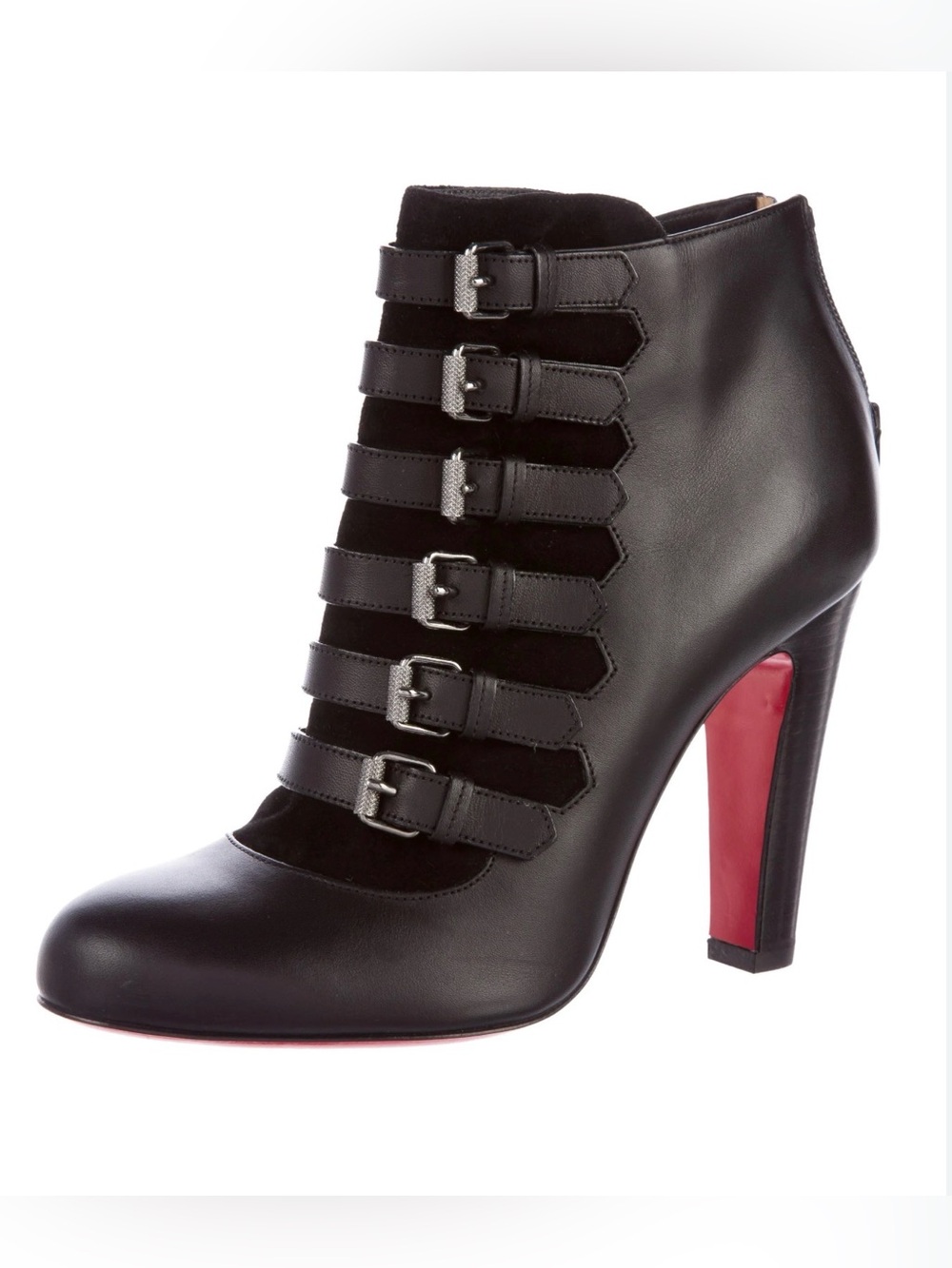 Christian Louboutin Attroupa 120 Black Leather Buckle Ankle Boot size 39 Italy